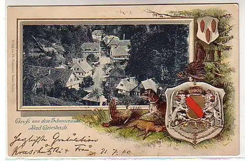 00492 Ak Gruss de la Forêt Noire Bad Griesbach 1900