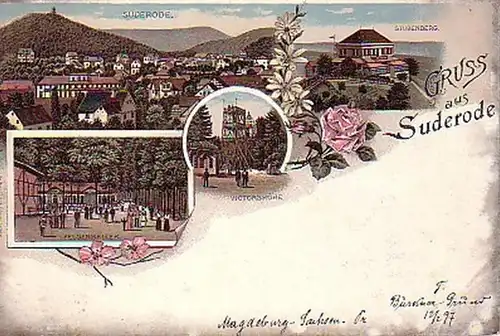 00489 Ak Gruss aus Suderode Gasthaus um 1900