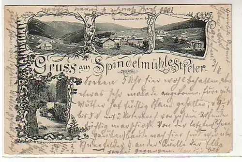 00488 Ak Gruss en broyeur St. Peter Böhmen 1898