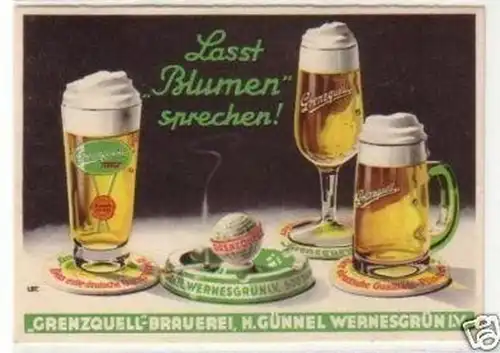 00476 Publicité Ak Frontièrequell Brasserie Wernesvert vers 1940