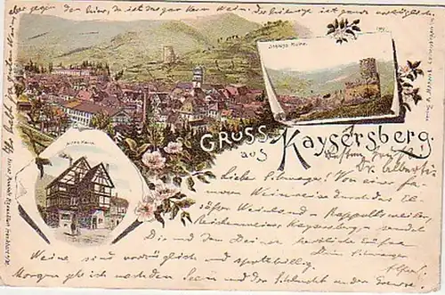00468 Ak Lithographie Gruss de Kaysersberg 1897