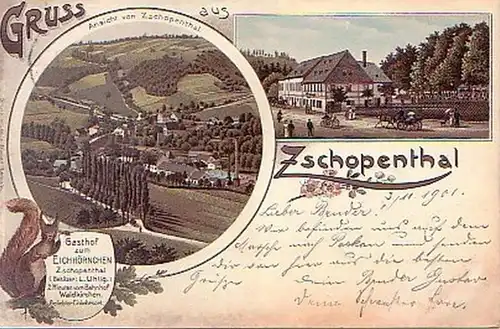 00457 Ak Gruss de Zschopenthal Gasthaus 1901
