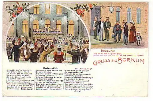 00436 Ak Gruß aus Borkum Humor mit Liedtext 1908