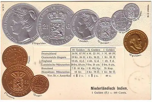 00368 geprägte Ak mit Münzen niederländisch Indien 1900