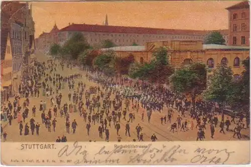 00359 Ak Stuttgart Rothebühlstraße Parade 1911