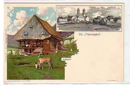00335 Ak Lithographie Gruss aus St. Maergen um 1900
