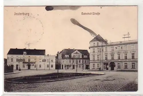 00327 Feldpost Ak Insterburg Ostpreussen Bahnhofstrasse 1914