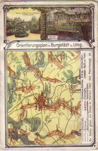 00322 Ak Orientierungsplan v. Burgstädt u . Umgeb.1921