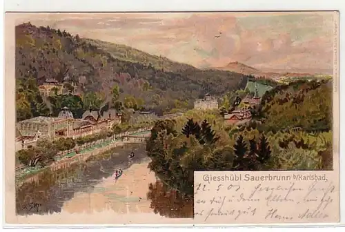 00315 Ak Giesshübl Sauerbrunn bei Karlsbad 1901