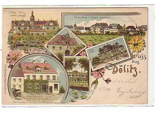 00300 Ak Lithographie Gruss aus Dölitz Gasthof usw.1900