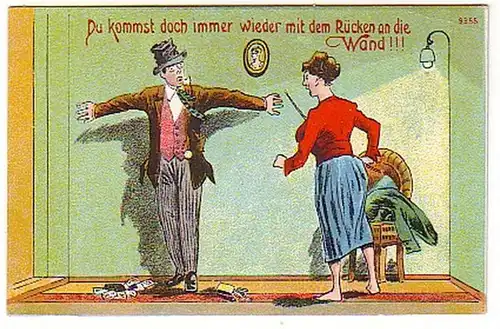 00294 Ak humour femme insultante femme mariée vers 1920