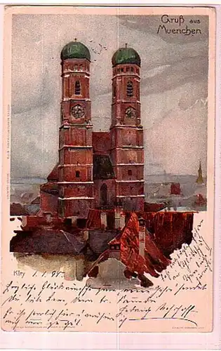 00279 Carte d'artistes Gruss de Munich 1898