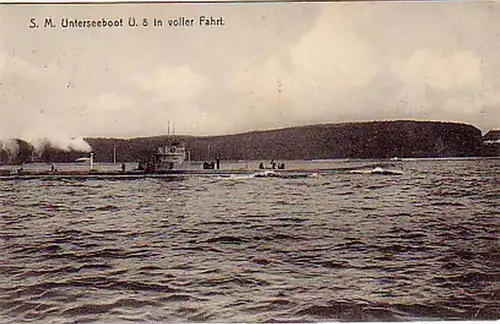 00224 Ak allemand S.M. Sous-marin U8 1911