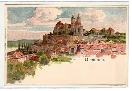 00216 Ak Lithographie Breisach Totalansicht um 1900