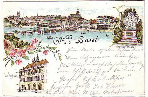 00209 Ak Lithographie Gruß aus Basel 1899