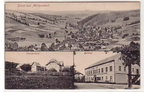 00208 Ak Gruß aus Markersbach Oberförsterei und Gasthof um 1920