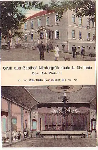 00196 FeldpostAk Gruß aus Gasthof Niedergräfenhain 1915