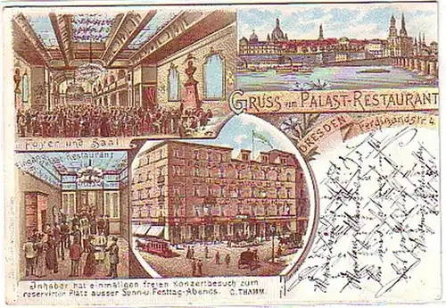 00186 Ak Lithographie Gruss aus Dresden Gasthaus 1898