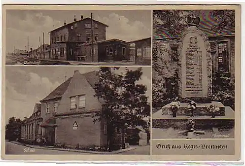 00163 Ak Gruß aus Regis Breitingen Bahnhof usw. um 1930