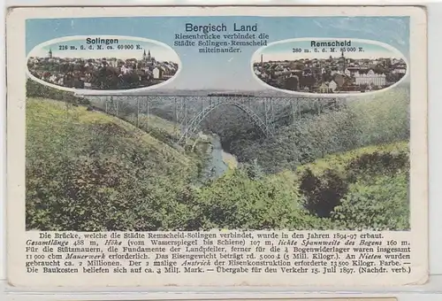00161 Ak Bergisch Land Riesenbrücke verbindet die Städte Solingen und Remscheid