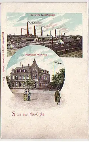 00156 Mehrbild Ak Gruß aus Neu Gröba Restaurant um 1910