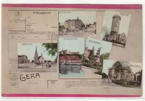 00145 Multi-image Ak Lettre de transport express Gera vers 1915