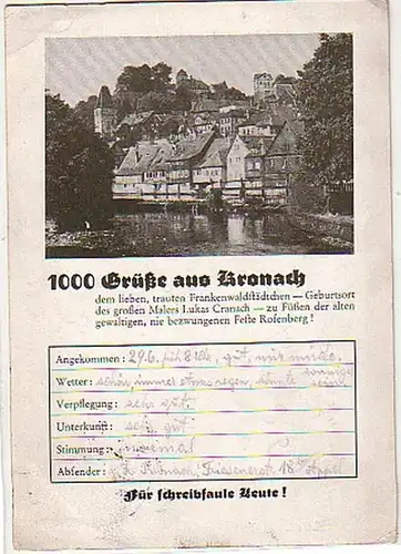 00133 Ak 1000 Salutations de Kronach 1939