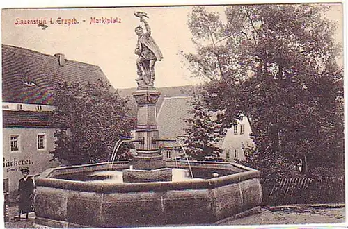 00127 Ak Lauenstein im Erzgebirge Marktplatz um 1914