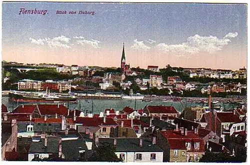 00120 Ak Flensburg Blick von Duburg 1923