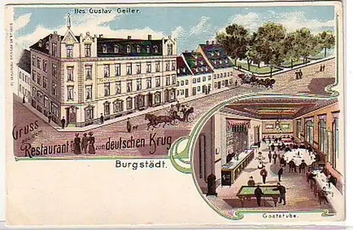 00116 Ak Gruss aus Burgstädt Gasthaus um 1900