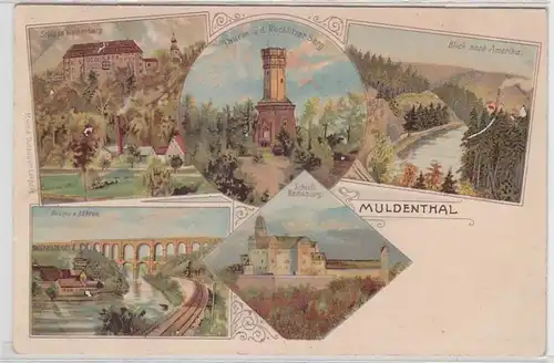 00112 Ak Lithographie Muldenthal verschiedene Ansichten um 1900