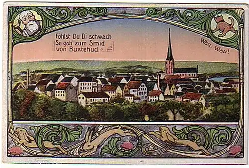 00111 Ak Buxtehude avec cadre Art Nouveau ? 1923