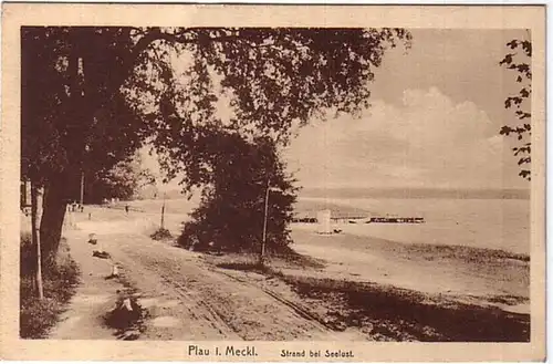 00097 Ak Plau in Mecklenburg Strand bei Seelust 1923