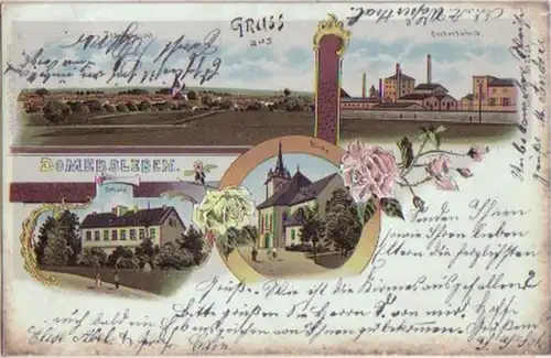 00091 Ak Lithographie Gruß aus Domersleben 1900