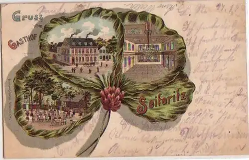00089 Ak Lithographie Salutation de l'auberge Savenritz 1905