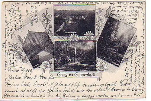 00068 Salutation multi-images Ak de Gumpera en Thuringe 1907