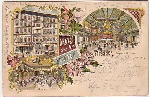 00062 Ak Lithographie Gruß aus dem Tivoli Dresden 1898