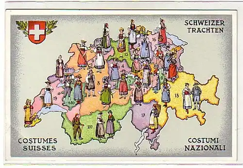 00032 Ak Schweizer Trachten um 1940