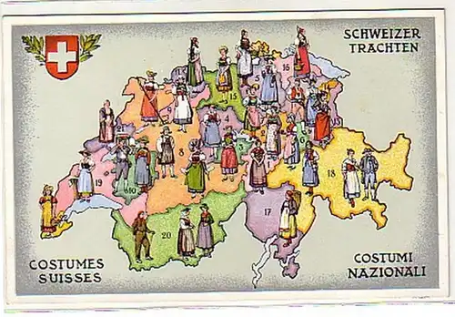 00030 Ak Schweizer Trachten um 1940