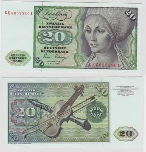 T145040 Banknote 20 DM Deutsche Mark Ro. 287a Schein 2.Jan. 1980 KN GK 5653530 L