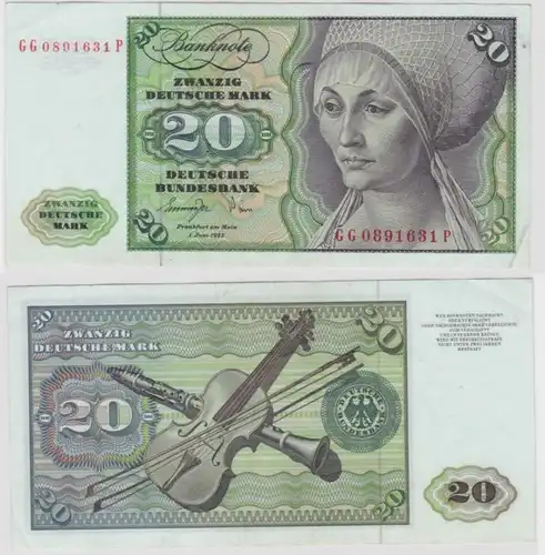 T144710 Banknote 20 DM Deutsche Mark Ro. 276a Schein 1.Juni 1977 KN GG 0891631 P