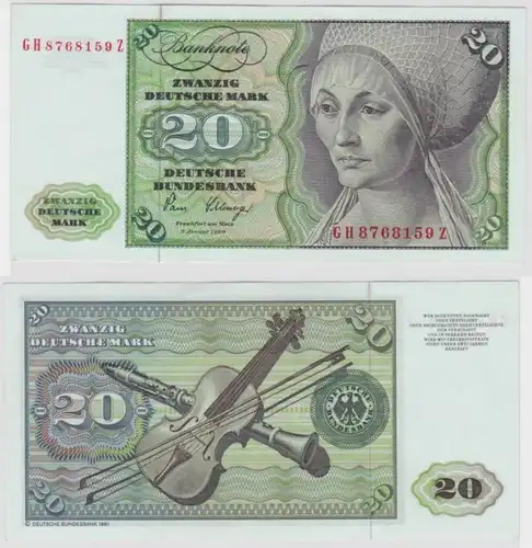 T144693 Banknote 20 DM Deutsche Mark Ro. 287a Schein 2.Jan. 1980 KN GH 8768159 Z
