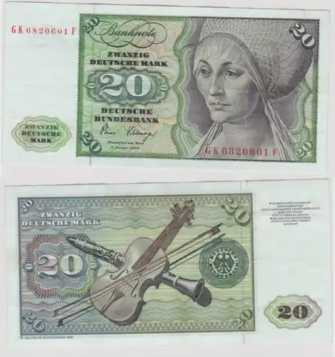 T144687 Banknote 20 DM Deutsche Mark Ro. 287a Schein 2.Jan. 1980 KN GK 6820601 F