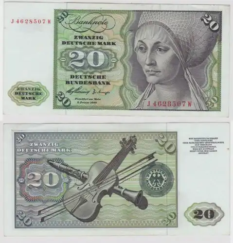 T144658 Banknote 20 DM Deutsche Mark Ro. 264c Schein 2.Jan. 1960 KN J 4628507 W