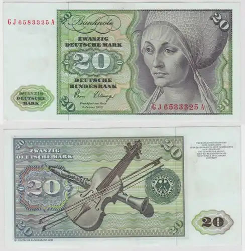 T144653 Banknote 20 DM Deutsche Mark Ro. 287a Schein 2.Jan. 1980 KN GJ 6583325 A