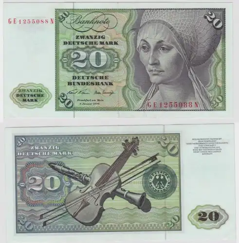 T144643 Banknote 20 DM Deutsche Mark Ro. 271b Schein 2.Jan. 1970 KN GE 1255088 N