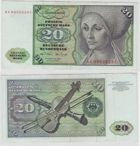 T144638 Banknote 20 DM Deutsche Mark Ro. 271a Schein 2.Jan. 1970 KN GC 0982325 C