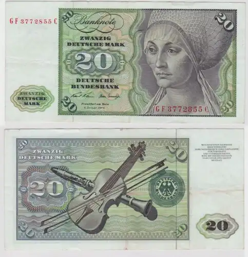 T144592 Banknote 20 DM Deutsche Mark Ro. 271b Schein 2.Jan. 1970 KN GF 3772855 C
