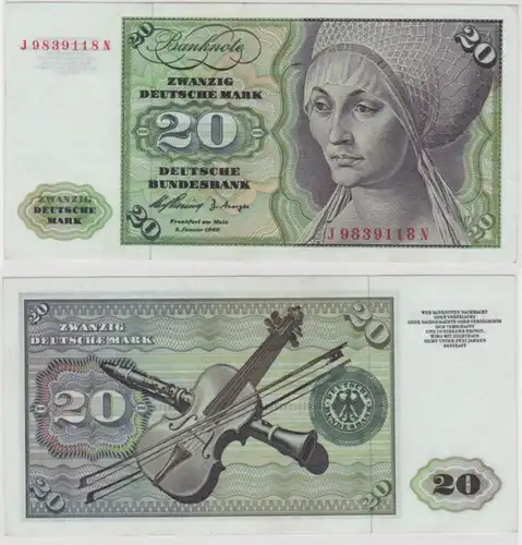 T144469 Banknote 20 DM Deutsche Mark Ro. 264c Schein 2.Jan. 1960 KN J 9839118 N