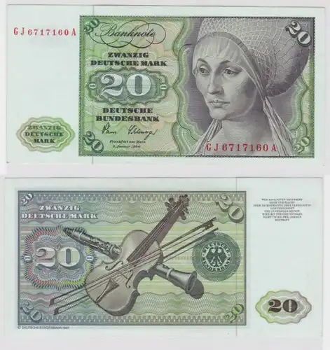 T144429 Banknote 20 DM Deutsche Mark Ro. 287a Schein 2.Jan. 1980 KN GJ 6717160 A